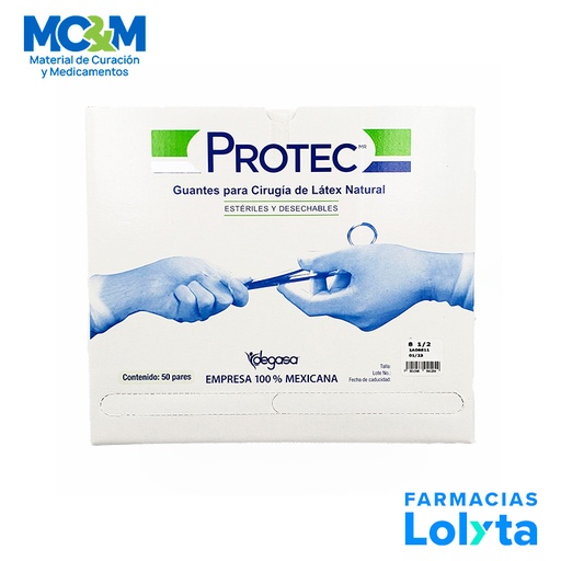 [3414] GUANTE CIRUJANO 8 1/2 LATEX NATURAL C/50 PARES ESTERIL PROTEC DEGASA 412500